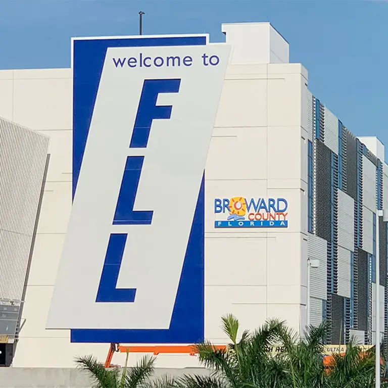 Exterior view of Fort Lauderdale-Hollywood International Airport (FLL), representing a key travel hub served by Miami Premier Transportation